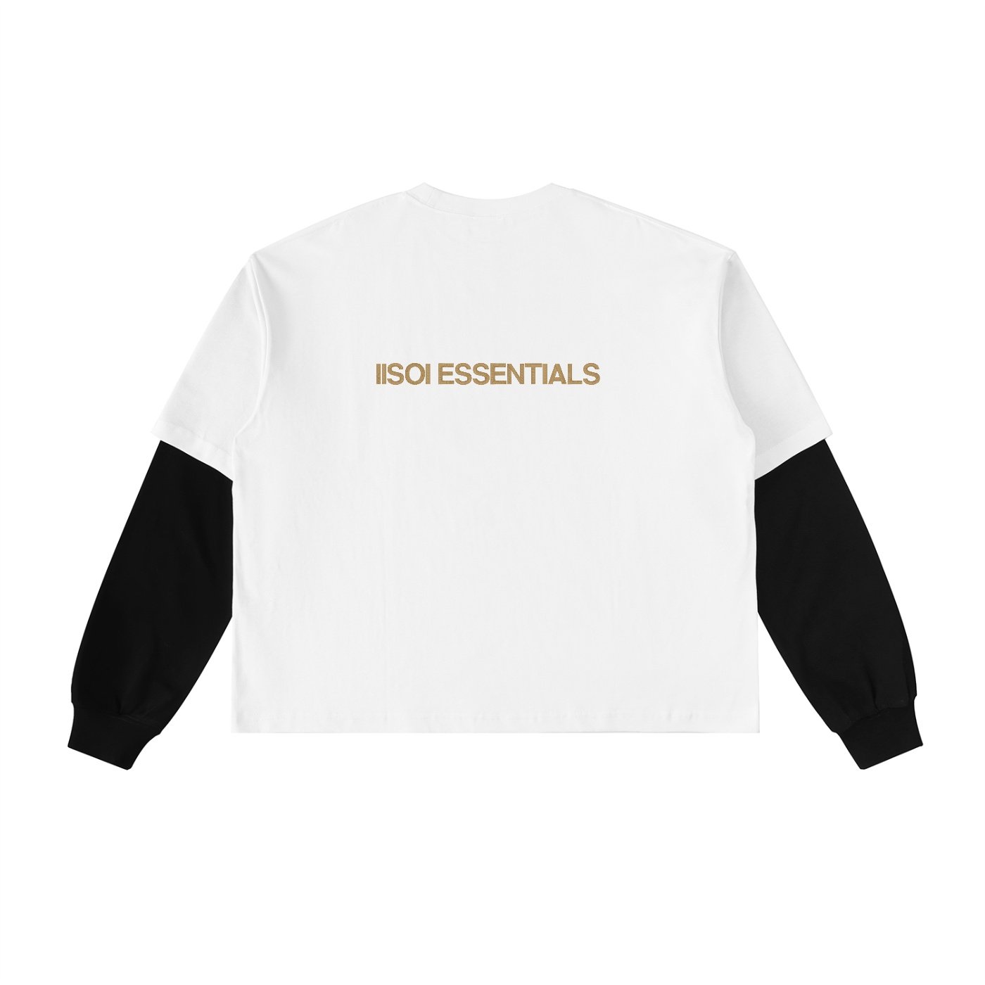 Layered Contrast Sleeve Cotton T-Shirt - Image 4