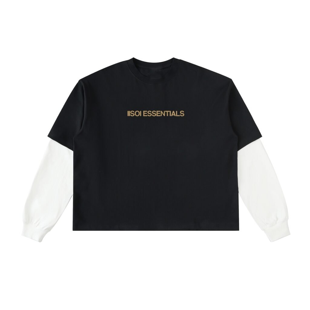 Layered Contrast Sleeve Cotton T-Shirt