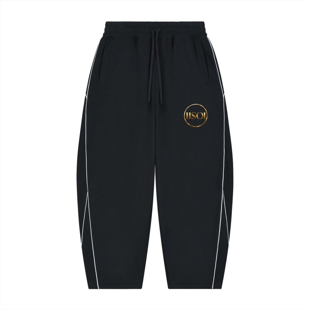 Unisex Piping Fleece Barrel Leg Sweatpants