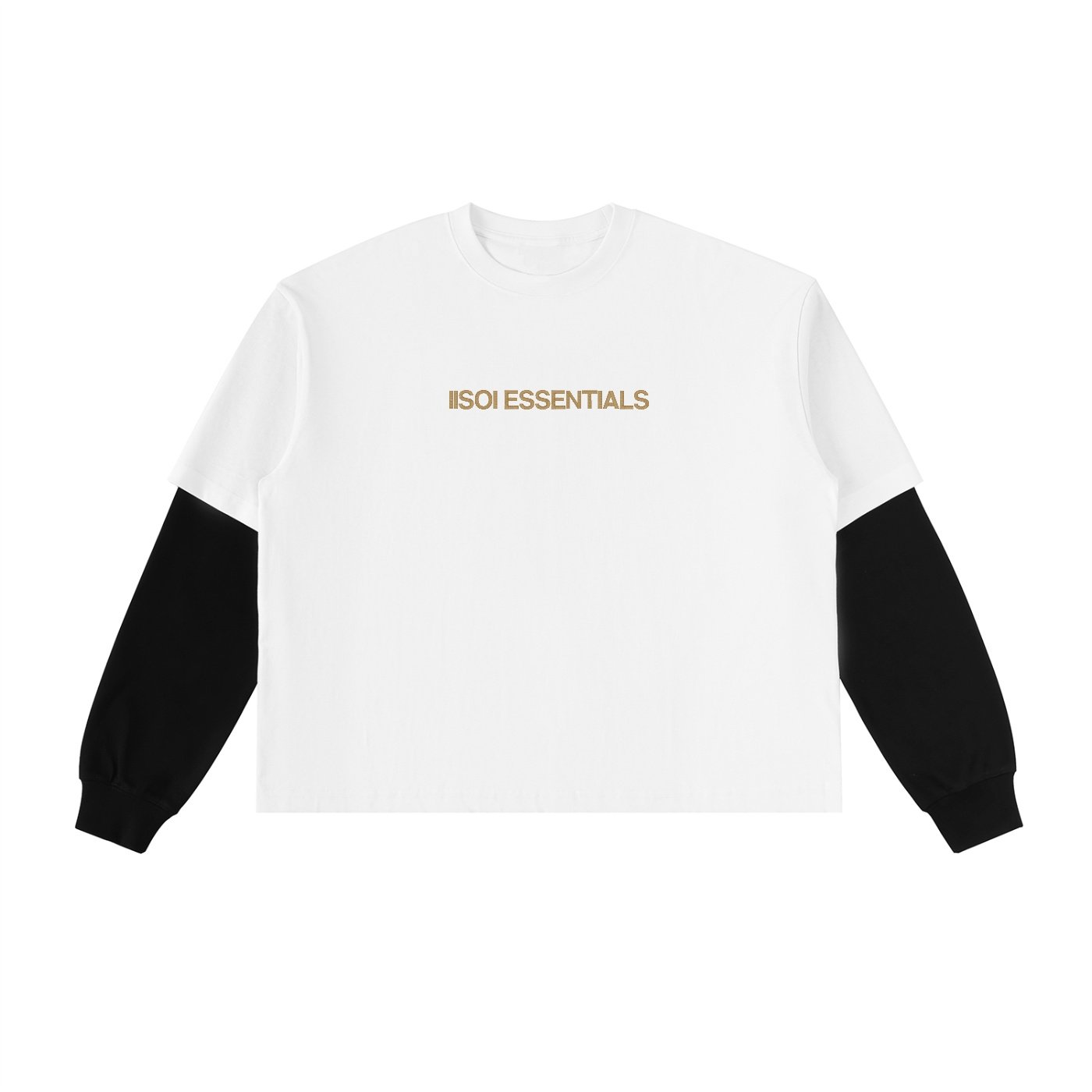 Layered Contrast Sleeve Cotton T-Shirt - Image 3
