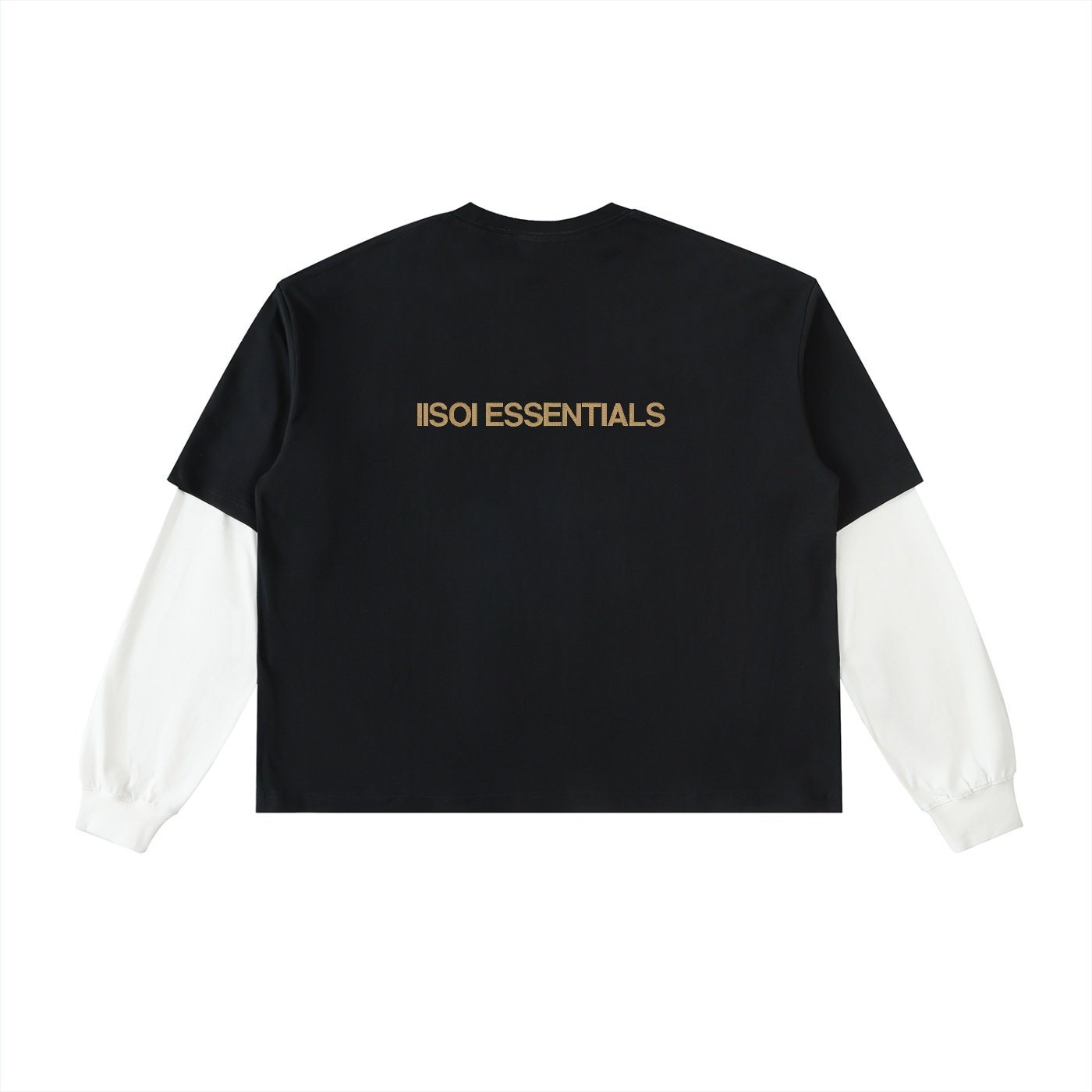 Layered Contrast Sleeve Cotton T-Shirt - Image 2
